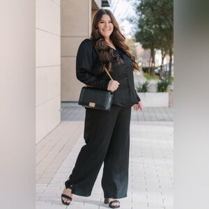 NWT Smash + Tess Black Wide-Leg Pants Shirt 2pc Set XL